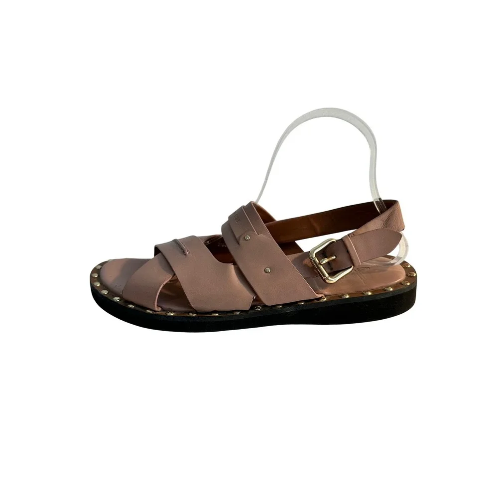 Coach C4376 Gemma‎ Leather Crossover Sandals Size 8B Pink Studded Sling Back